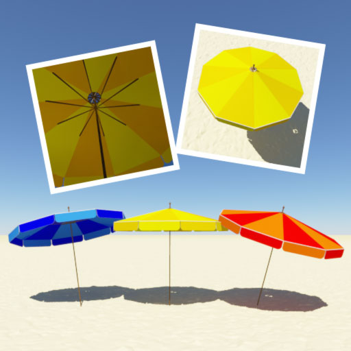 Beach Umbrellas in three colours.